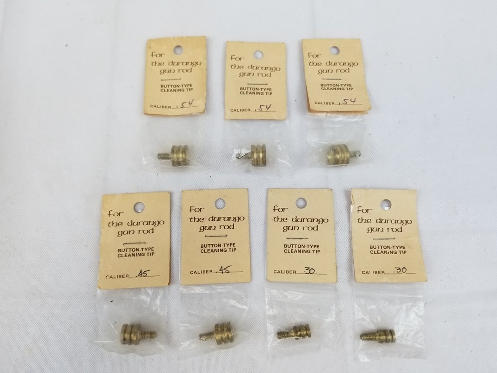 NOS Lot of 7 Button Type Brass Cleaning Tips For The Durango Gun Rod Jag Swab