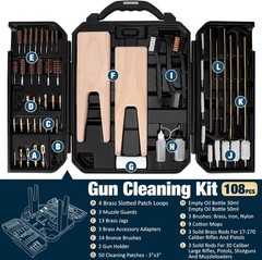 Universal firearm cleaning kit, complete with a brasscleaningrodandcleaningstand
