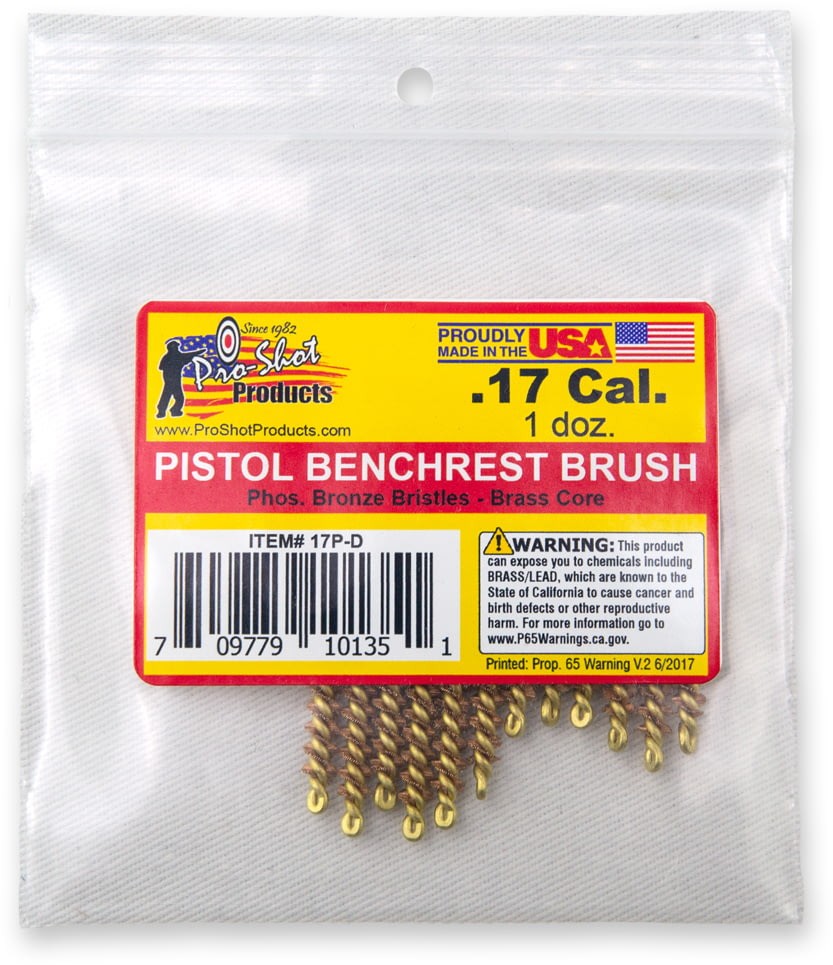 Pro-Shot .17 Caliber Pistol Brush Dozen Pack, 12 Quantity, 17P-D Bore Brush