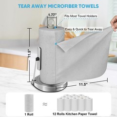 Aidea Microfiber Cleaning Cloth Roll Grey 75Pk Reusable Paper Towels Tear Away