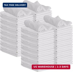 GREEN LIFESTYLE Shop Towels 12″ x 14″ 100 Pack – White Cotton Shop Towels, Clean