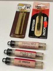 Kleen bore gun cleaning supplies, 3 phosphor bronze bore brushes, 2 patch holder