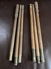 2- 3 Piece Vintage Large Bore Shotgun Gun Cleaning Rods Wood Wooden Brass