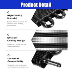 Universal 5/16″ Transmission Oil Cooler, 6 Pass Tube and Fin 6 Pass Black