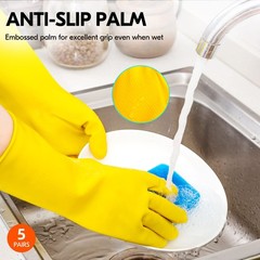 Vgo 5-Pairs Reusable Household Gloves Extra Thick Rubber Dishwashing Cleaning