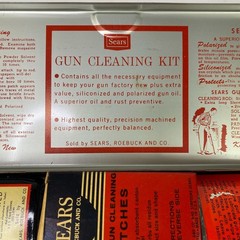 Sears Gun Cleaning Kit Red Metal Case and Box Oil Rod Patches