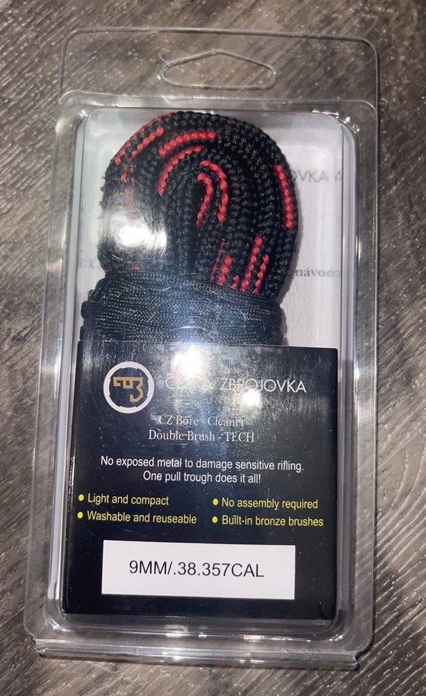 OCZ CZ Bore Cleaner Double Brush Tech 9mm .38 .357 Cal Rope Snake Barrel Cleaner