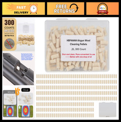 300 Count Cleaning Pellets Cotton Wool Felt for .22 .177 .25 Caliber – Storage B
