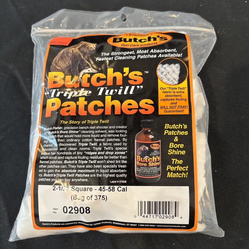 Butch’s Twill Cleaning Patches Bag of 375 (2.5 Inch) .45-58 Cal