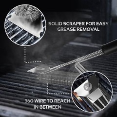 Safe Wire Grill Brush for Outdoor Grill w/Grill Scraper & Grill Mat Grill