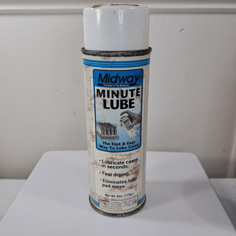 Vintage Midway Minute Lube aerosol spray can 6oz for cases lubricates fast dry