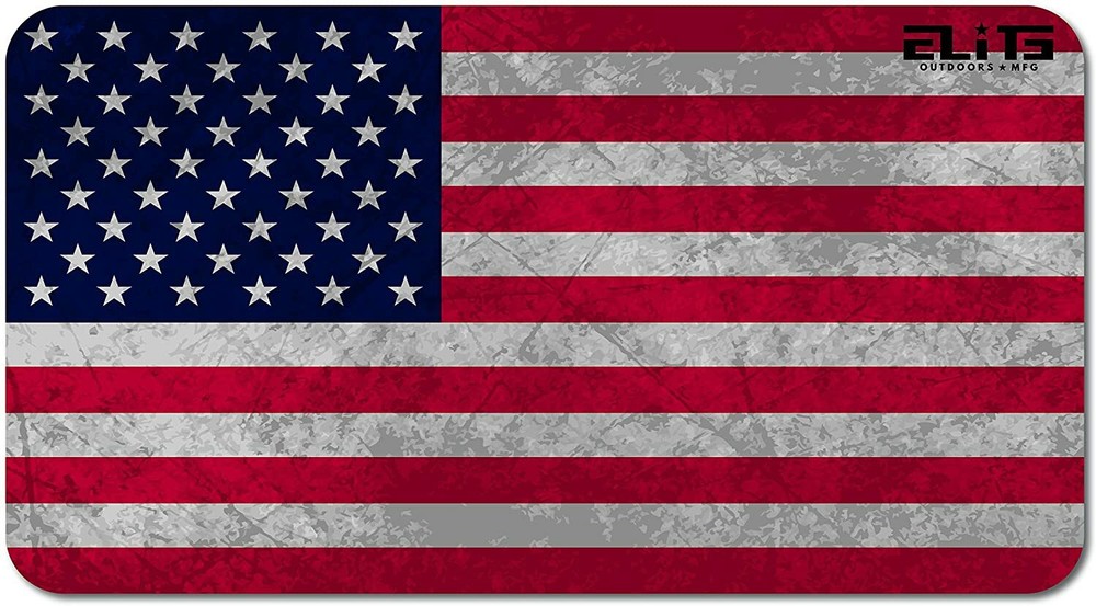 ELITE OUTDOORS Grunge American Flag Gun Cleaning MAT 12″ x 22″. Made in USA