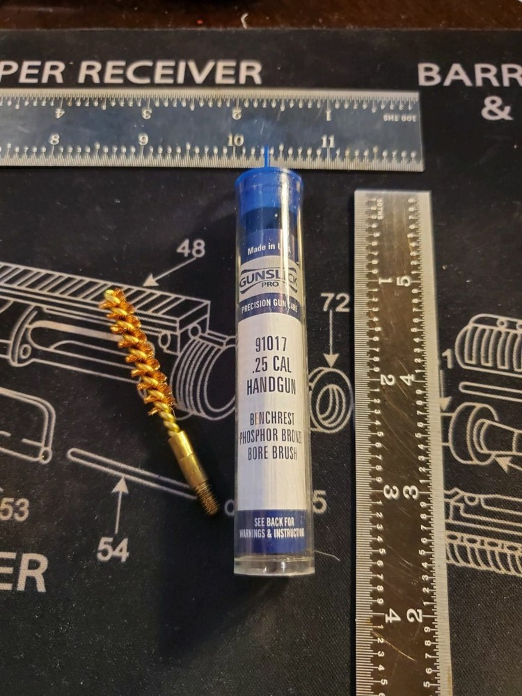 Gunslick Pro Pistol Brass Bore Brush .25 Caliber NEW