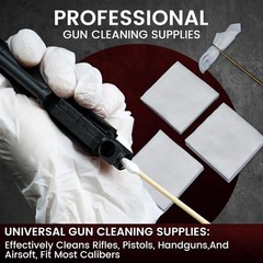 Gun Cleaning Kit Supplies Storage Box 600 Patches 200 Swabs Set